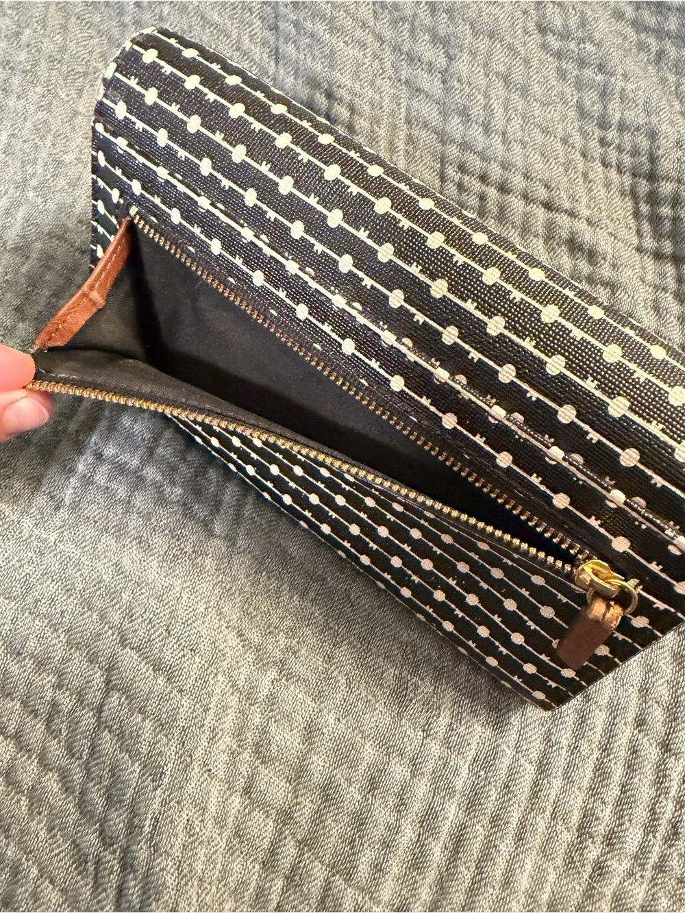 Fossil Black and White Dotted and Striped Wallet